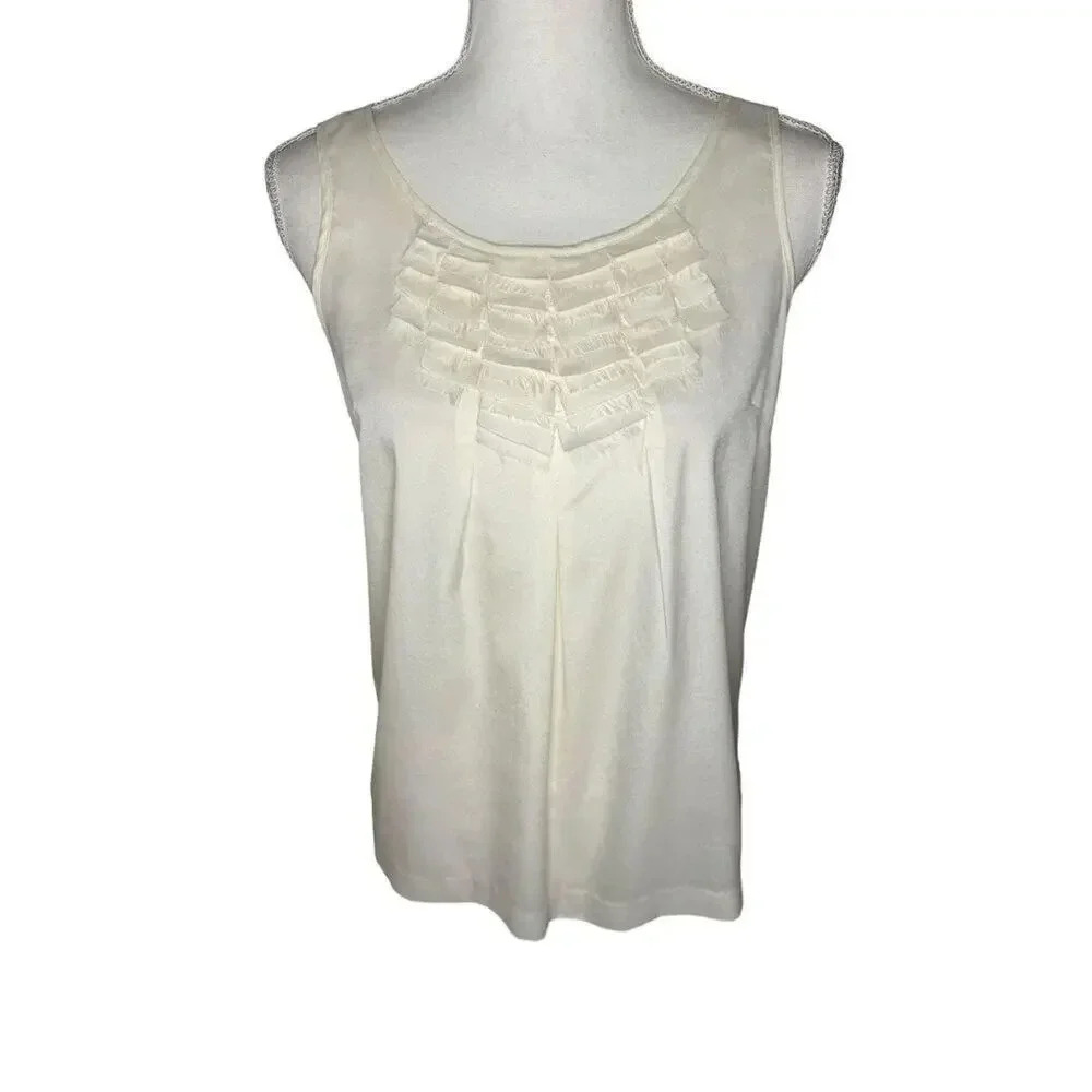 Banana Republic‎ Women’s XS Cream Soft Flutter Fringed Cami Tank Top
